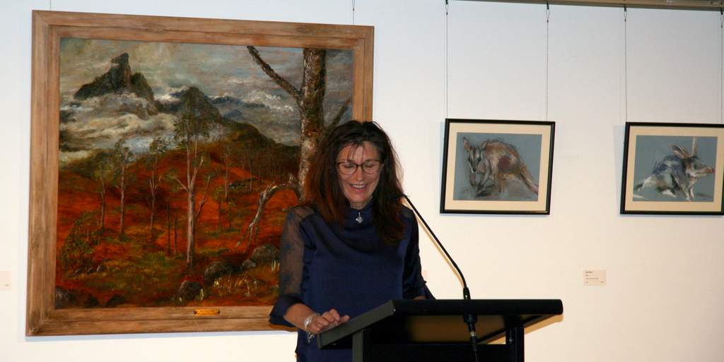 SRAG Director Mary Findlay speaking at the opening of On the Edge.